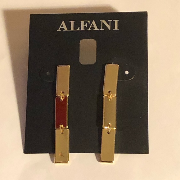New! Alfani Gold-Tone Tablet Linear Drop Earrings - Picture 3 of 4